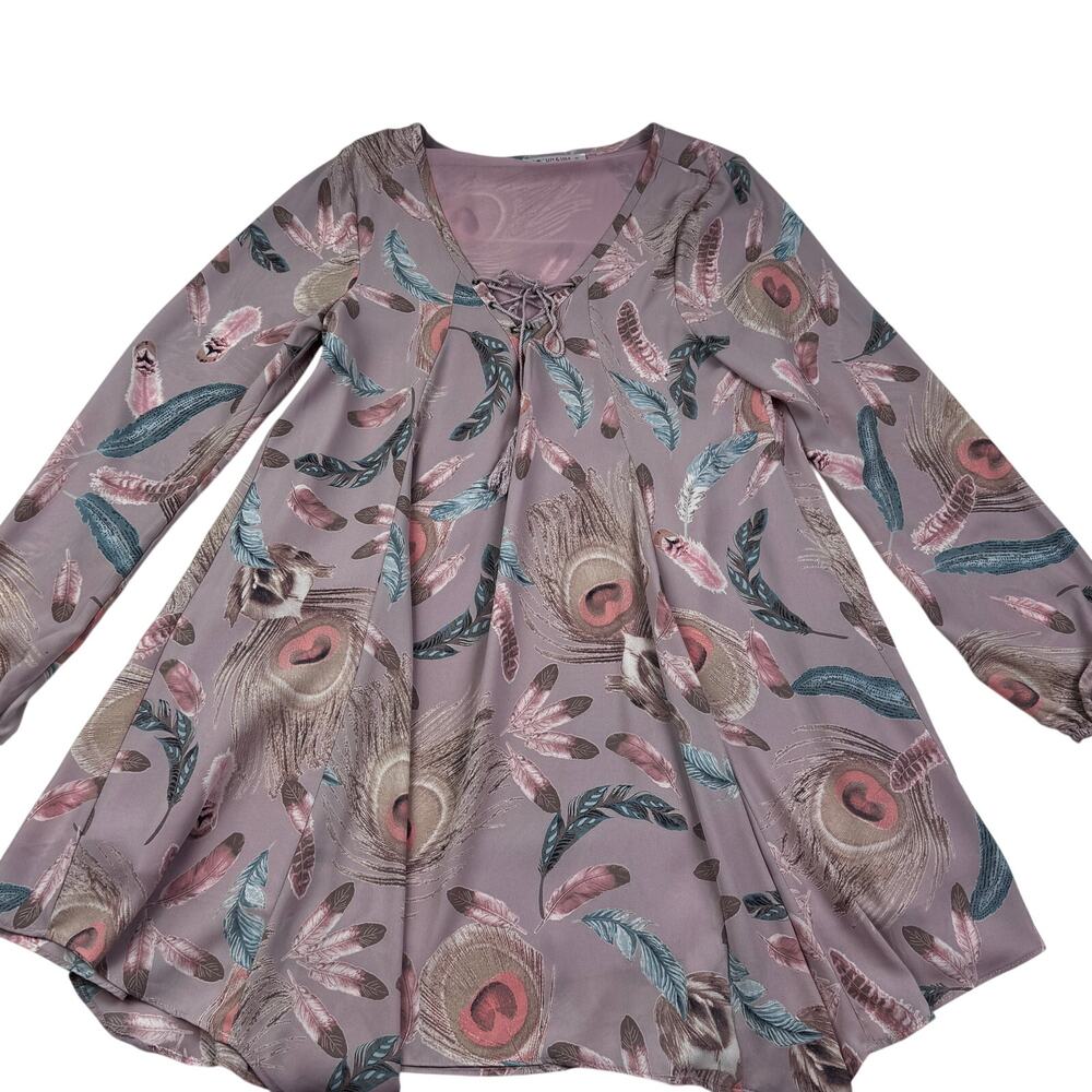 Izzy & Lola Boho Hippie Western Long Sleeve Swing Dress Women's Size Small
